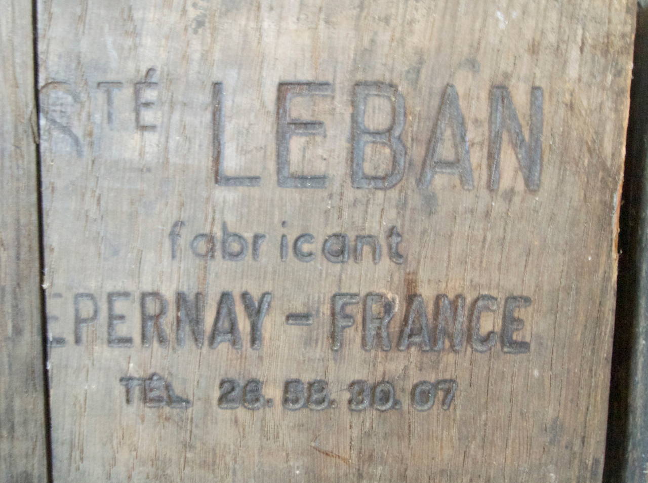 French oak riddling rack marked Ste Leban Epernay - France in very good condition.  Double side A-frame with 120 champagne bottle capacity.  Early 20th C.