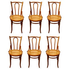 Set of Six French Bentwood Bistro Chairs