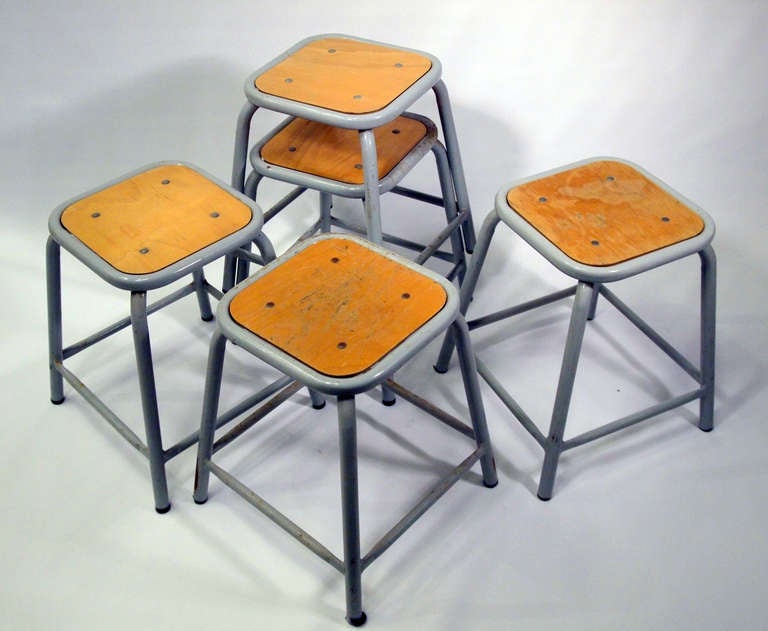 Set of 12  industrial stools from the French Air Force
Mid-20th Century