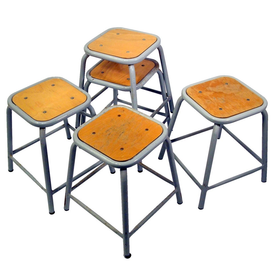 Set of 12 industrial stools from the French Air Force