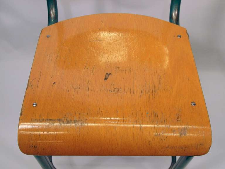 Wood French Industrial School Chairs