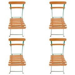 Set of 4 French Folding Garden Chairs