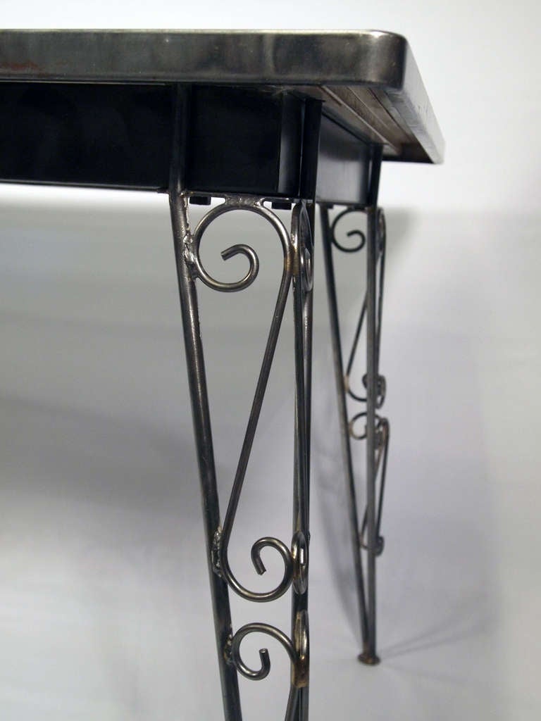 French Mid-20th Century Metal Table Model Tolix 55 4