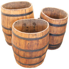 Set of 3 French Oval Winery Grape Barrels