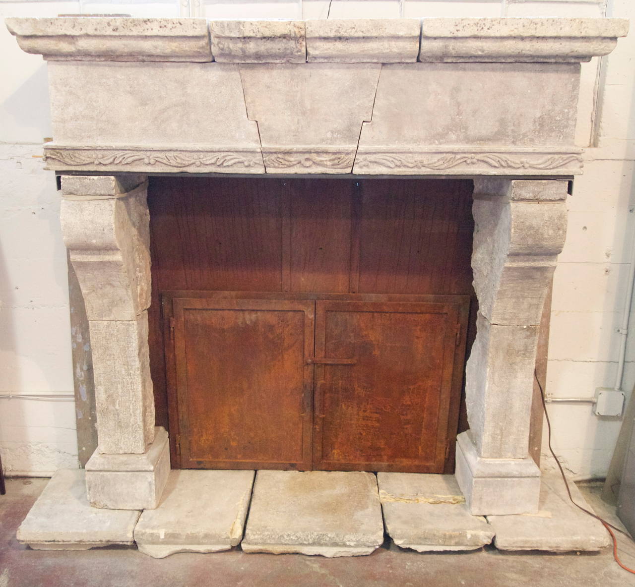 French Louis XIV Limestone Fireplace Surround