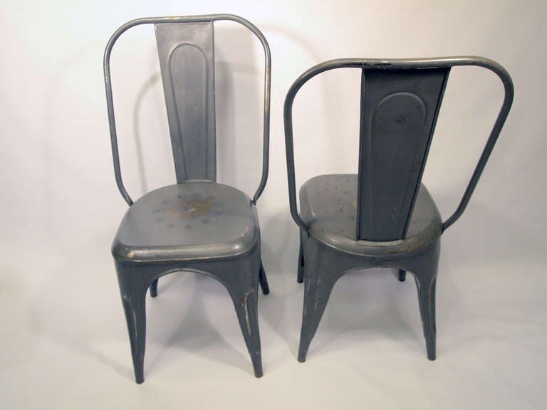 20th Century Set Of 6 French Mid Century Industrial Metal Chairs