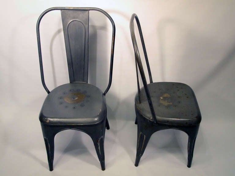 Set Of 6 French Mid Century Industrial Metal Chairs In Good Condition In San Francisco, CA