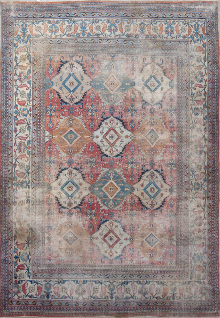 Colors tend to be subtle and Dorokhsh carpets can often be of substantial size. They are produced in the Dorokhsh hills in the Qanat region northeast of Birjand in Khorasan Province Iran.
A Dorokhsh Carpet is a decorator's carpet. Dorokhsh Carpets