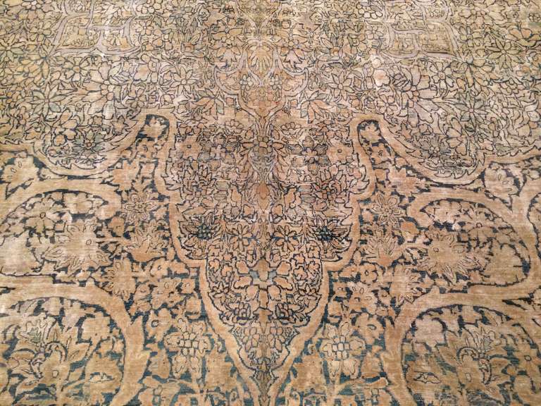 Antique Persian Ravar Kerman In Distressed Condition For Sale In West Hollywood, CA