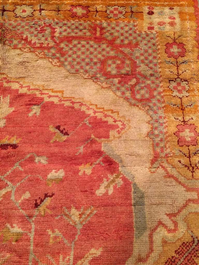 19th Century Antique Oushak Rug For Sale