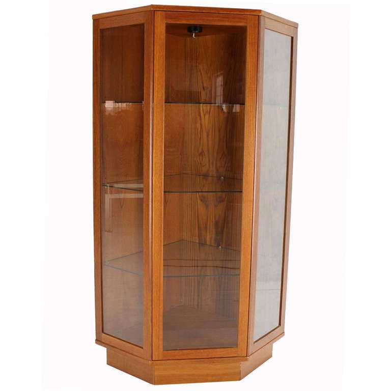 Danish Mid Century Modern Teak Corner Cupboard at 1stDibs