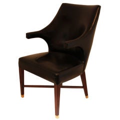 FRENCH LEATHER ARM CHAIR  ARBUS STYLE