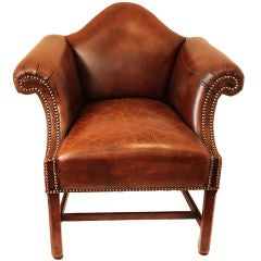 19thc. ENGLISH LIBRAIRY LEATHER ARM CHAIR