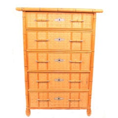 PAIR ENGLISH BAMBOO STYLE CHEST OF DRAWERS