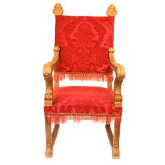 Pair 18th Century Italian Throne Chairs Gilded