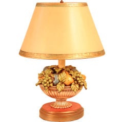 Pair Italian Ceramic Fruits Bowls Lamps