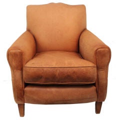 SINGLE FRENCH LEATHER CLUB CHAIR