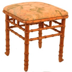 PAIR BAMBOO STYLE WOOD STOOLS PAIR BAMBOO STYLE WOOD STOOLS