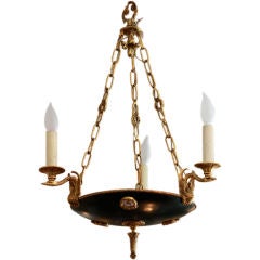 EMPIRE STYLE 3 BRONZE DORE SWANS LIGHT CHANDELIER