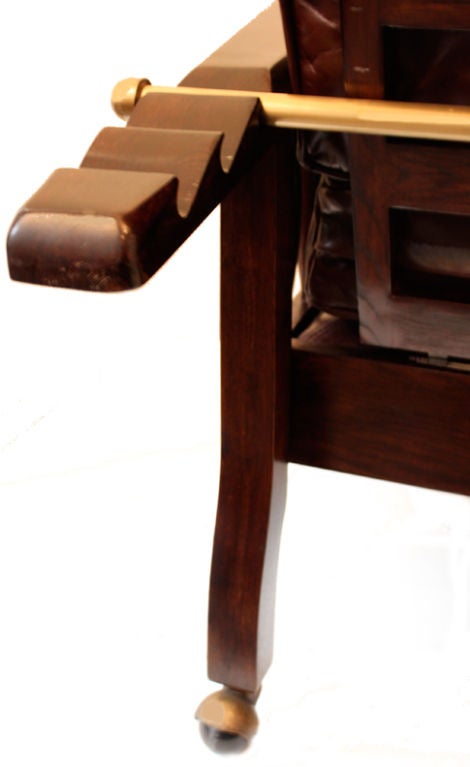 English Pair Morris Style Recliner Arms Chairs On Back Casters Wheels