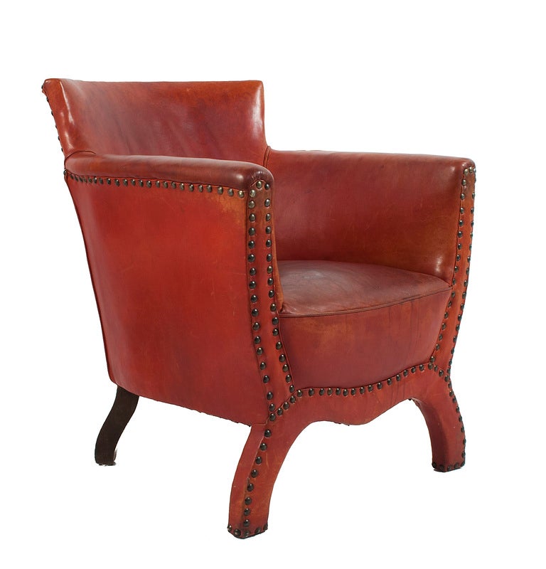Pair of leather Club Chairs by Otto Schultz.
