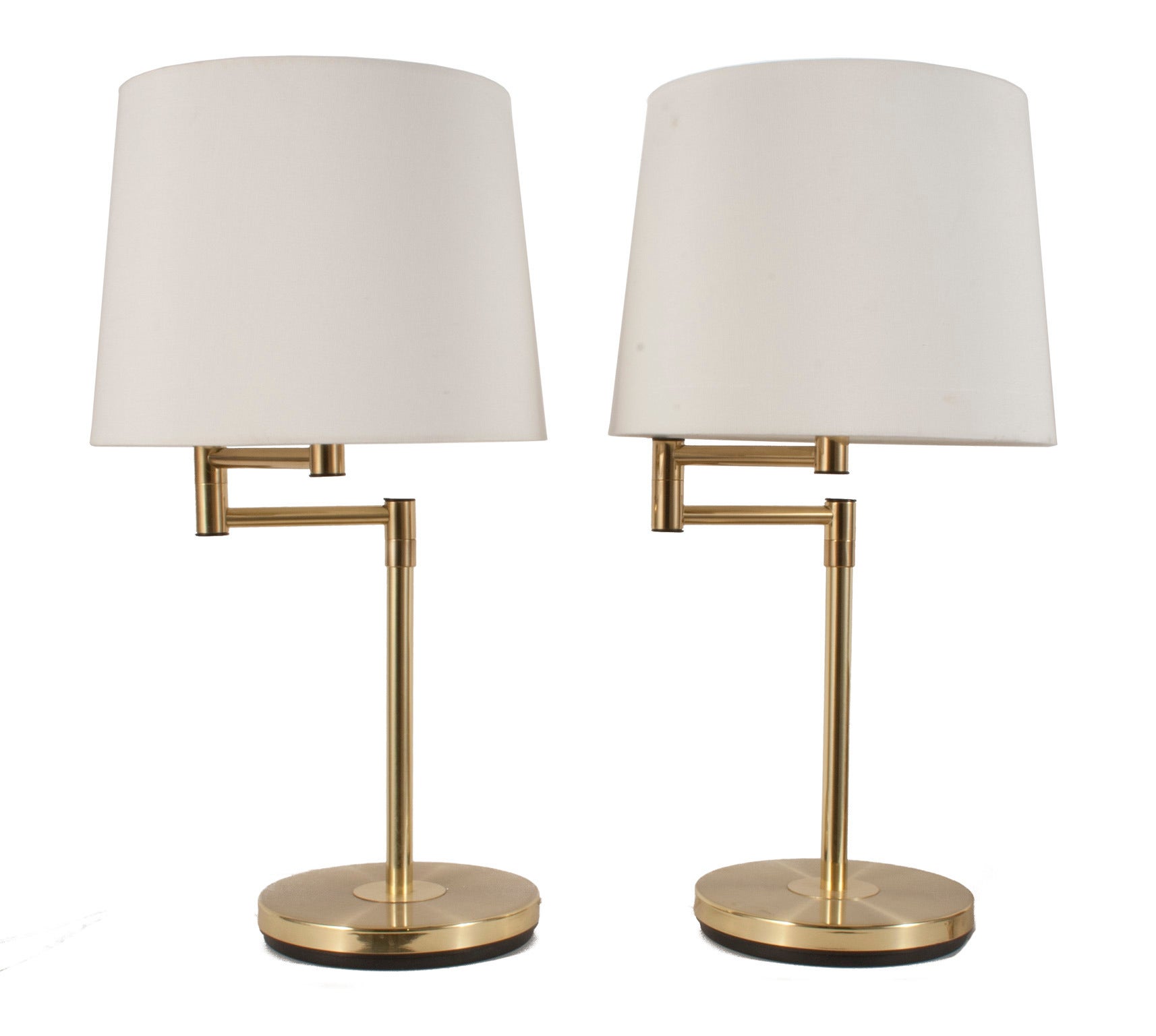 Pair of Adjustable Brass Table Lamps For Sale
