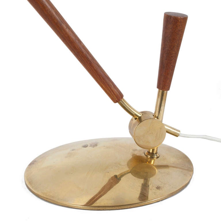 Adjustable Desk Lamp in teak and brass.