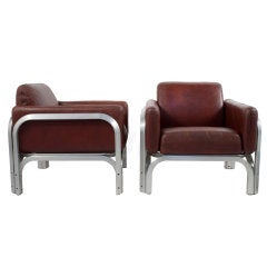 Pair of Leather Lounge Chairs by Jorn Utzen