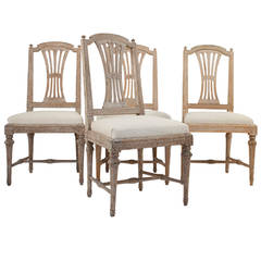 Set of Four Signed Gustavian Side Chairs by Johan Erik Hoglander