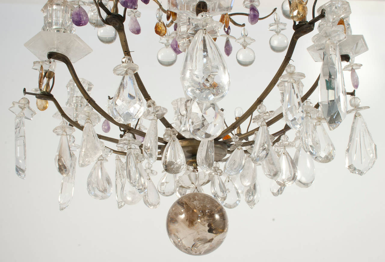 French Art Deco Rock Crystal Chandelier For Sale 1