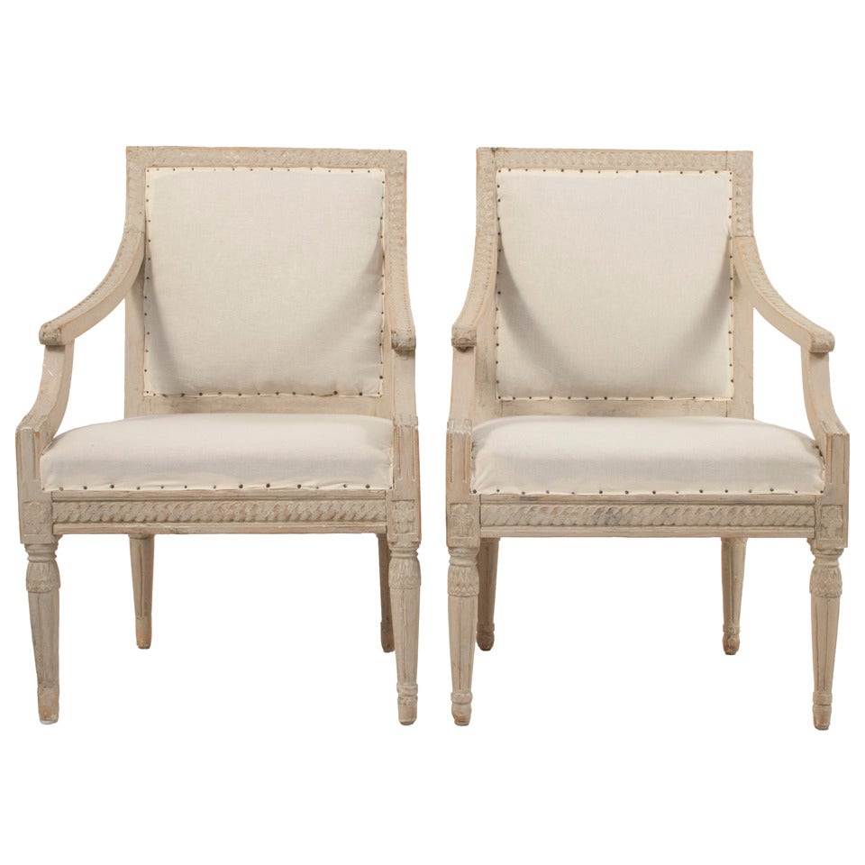 Pair of Gustavian Armchairs For Sale