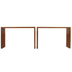 Pair of Lacquered and Brass Consoles