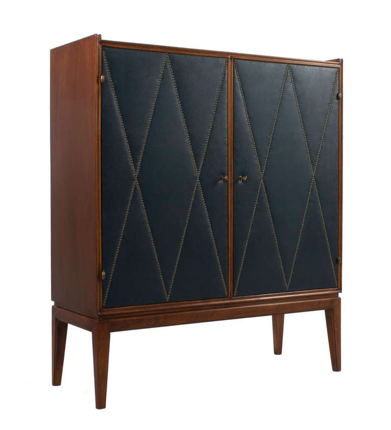 Cabinet in mahogany and leather by Otto Schultz.