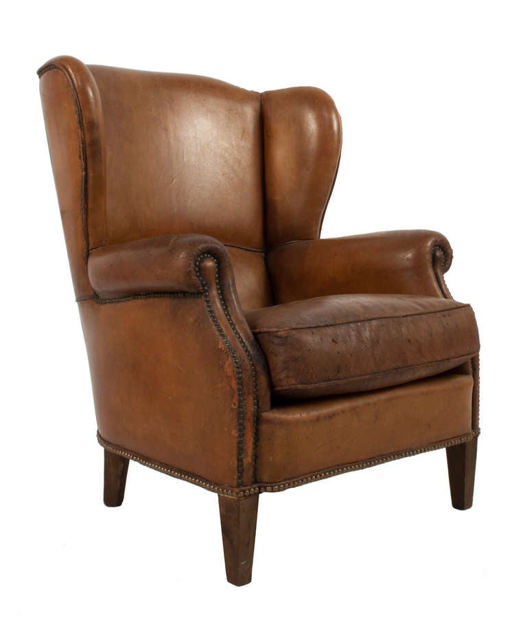 Leather Wingback Chair.