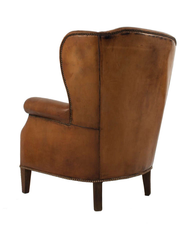 vintage leather wingback chair