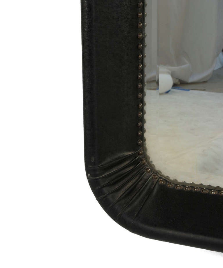 Swedish Black Leather Mirror