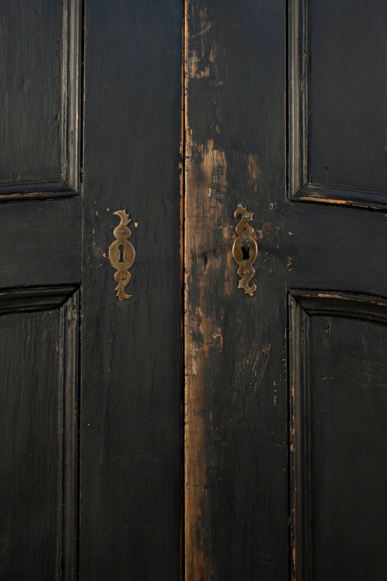 Two door black Baroque Cabinet.