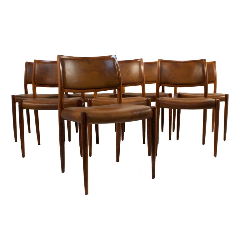 Set of Eight Dining Chairs by Niels Moller