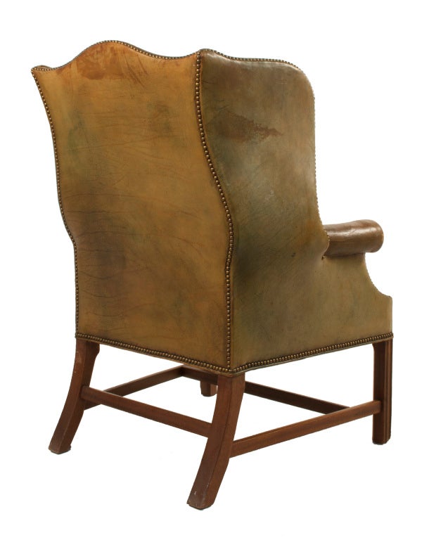 Danish Leather Wingback Chair