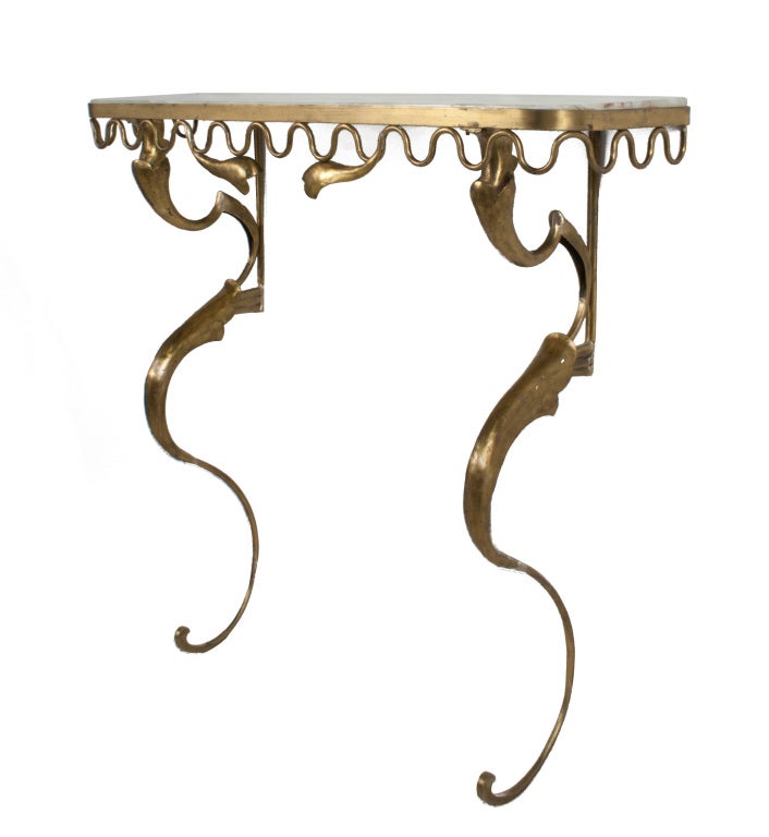 Swedish Grace Console in brass with marble top.