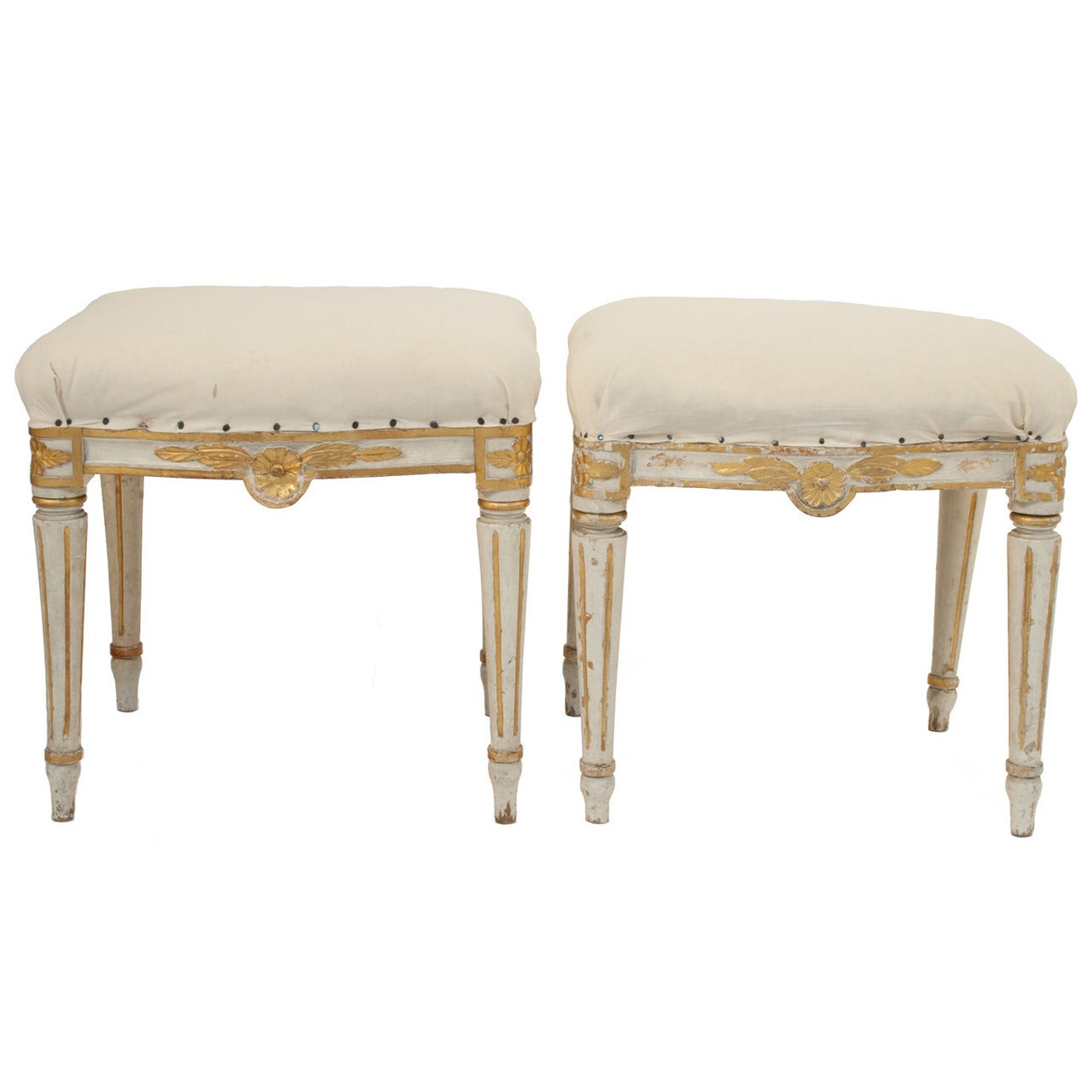 Pair of Gustavian Stools For Sale