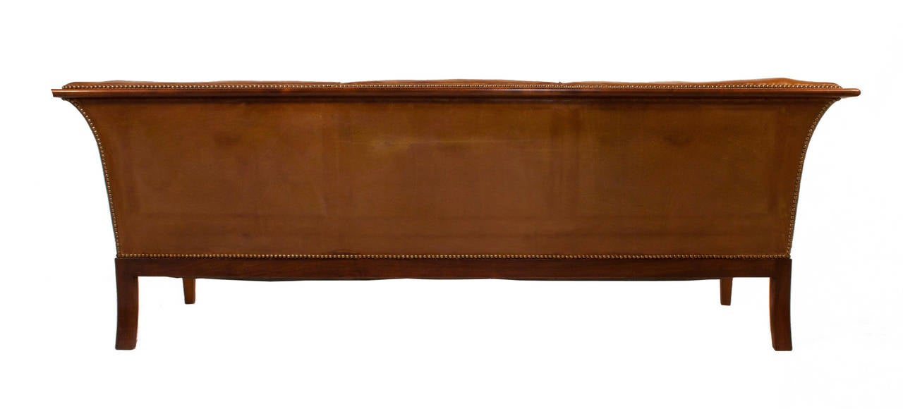 Danish Leather Sofa by Frits Henningsen