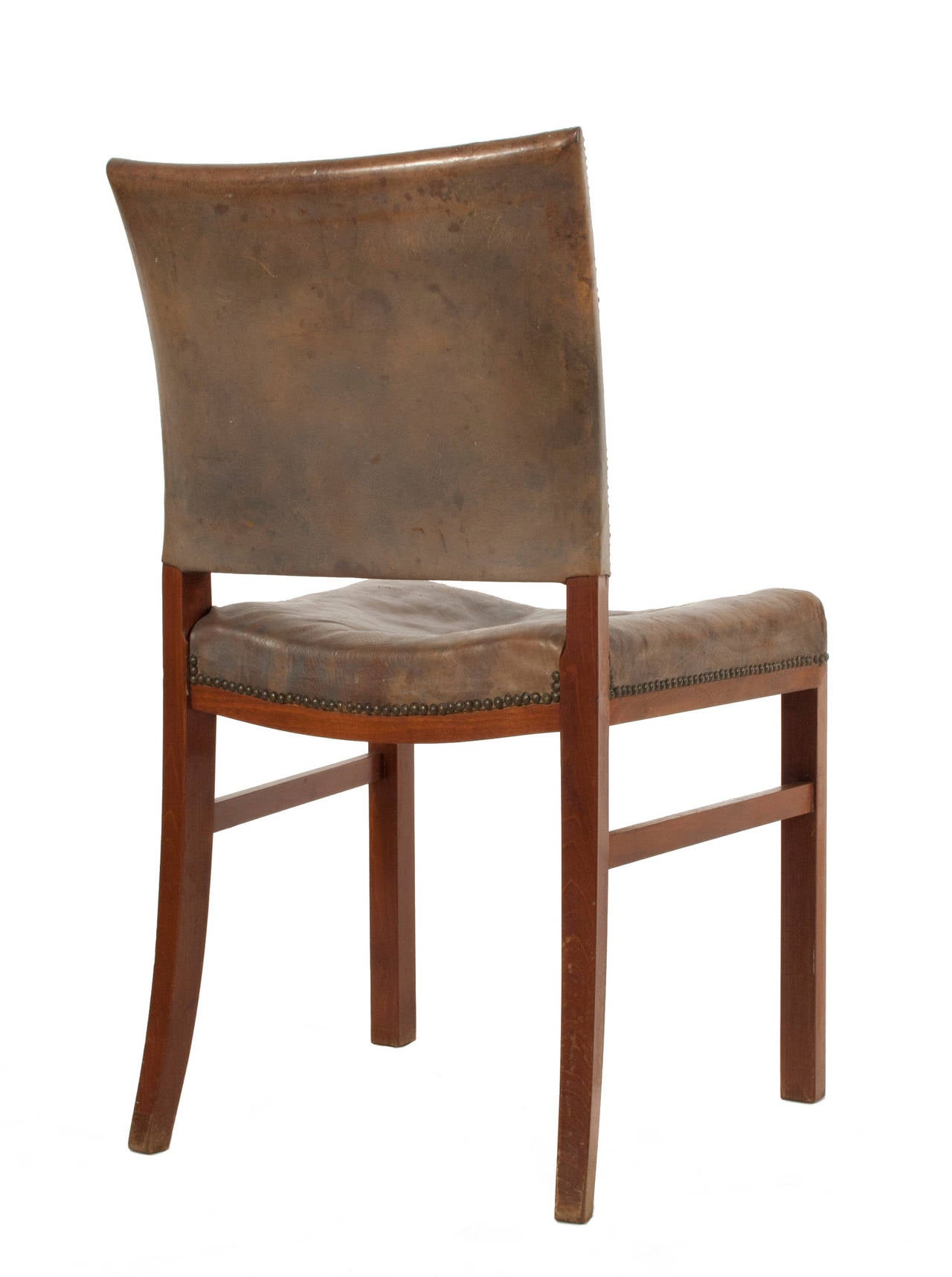 Set of Six Leather Side Chairs in the Style of Fritz Hansen In Good Condition In Los Angeles, CA