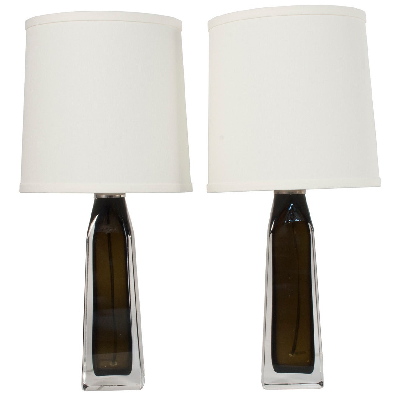 Pair of Dark Olive Green Carl Fagerlund Table Lamps For Sale