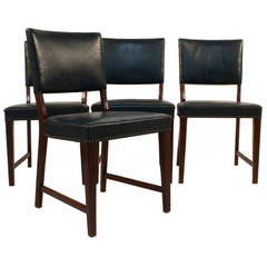 Set of Four Leather Side Chairs