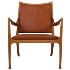 Leather and Walnut Armchair by Hans Asplund