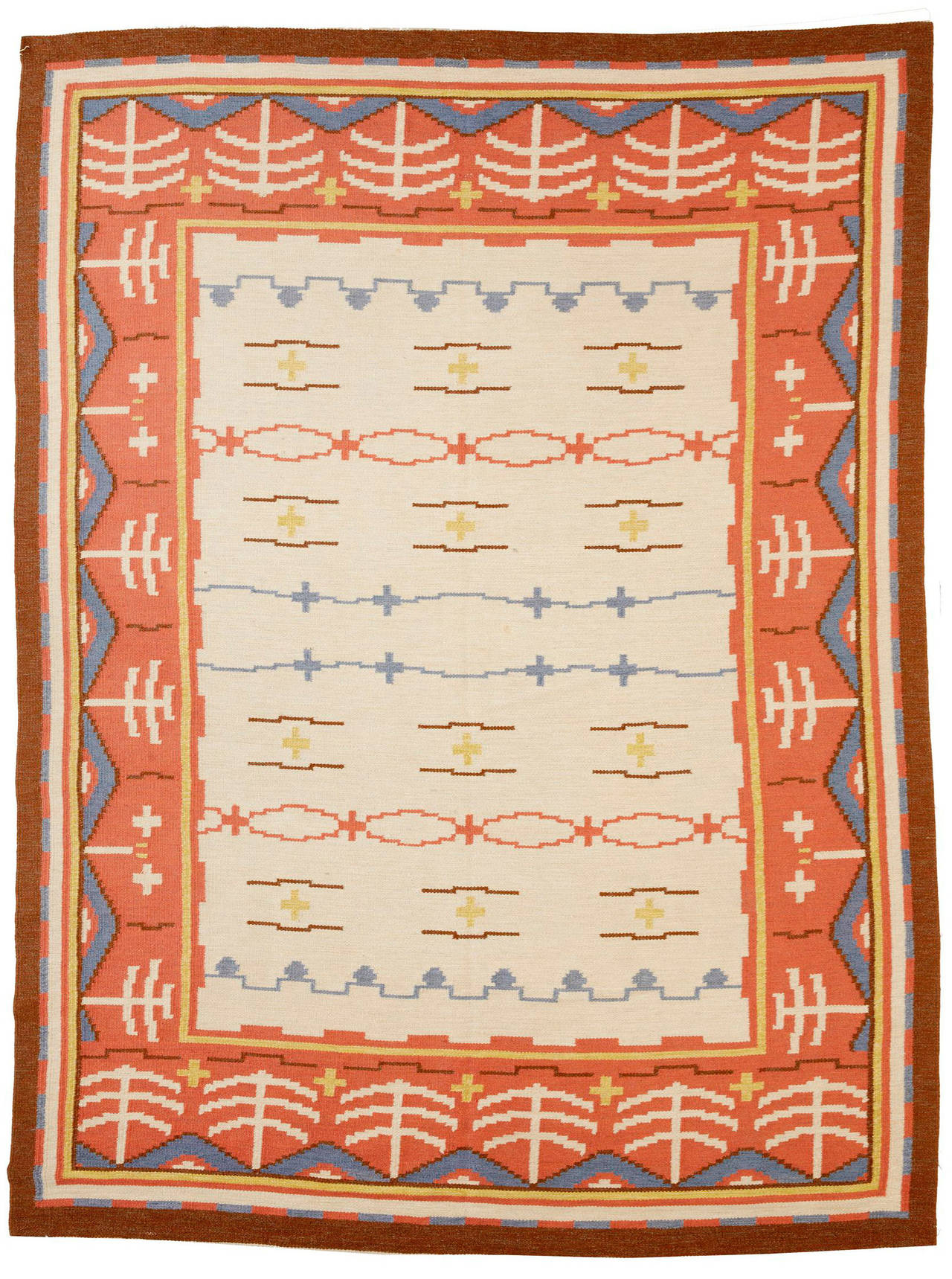 Vintage Swedish flat-weave wool rug.