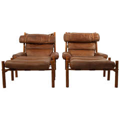 Pair of Leather Lounge Chairs by Arne Norell