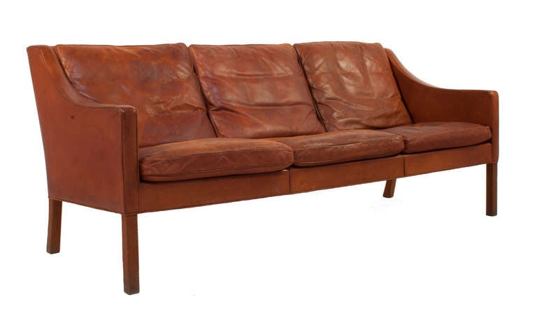 Leather and mahogany Sofa by Borge Mogensen.