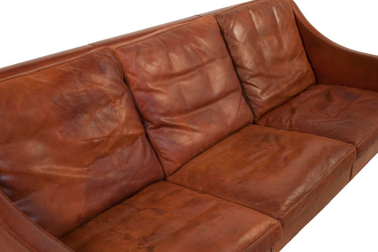 Mid-Century Modern Leather Sofa by Borge Mogensen